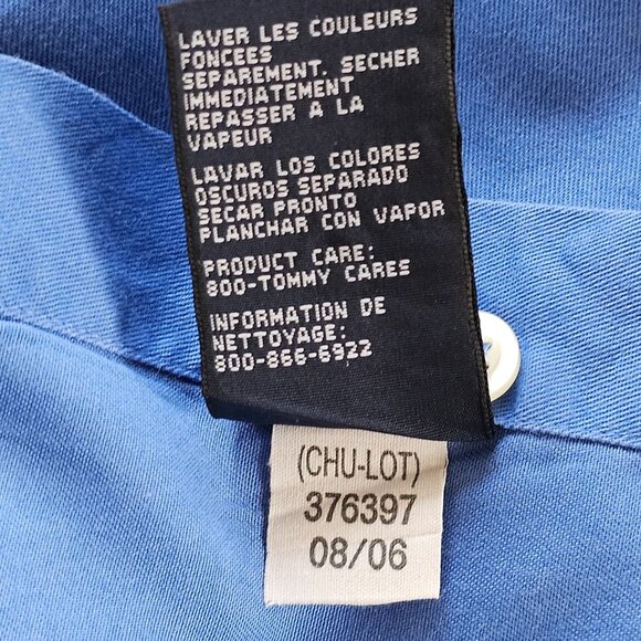 Vntg Y2K Tommy Hilfiger XL Mens Blue Shirt XL Cotton Business Casual Logo - Picture 12 of 12